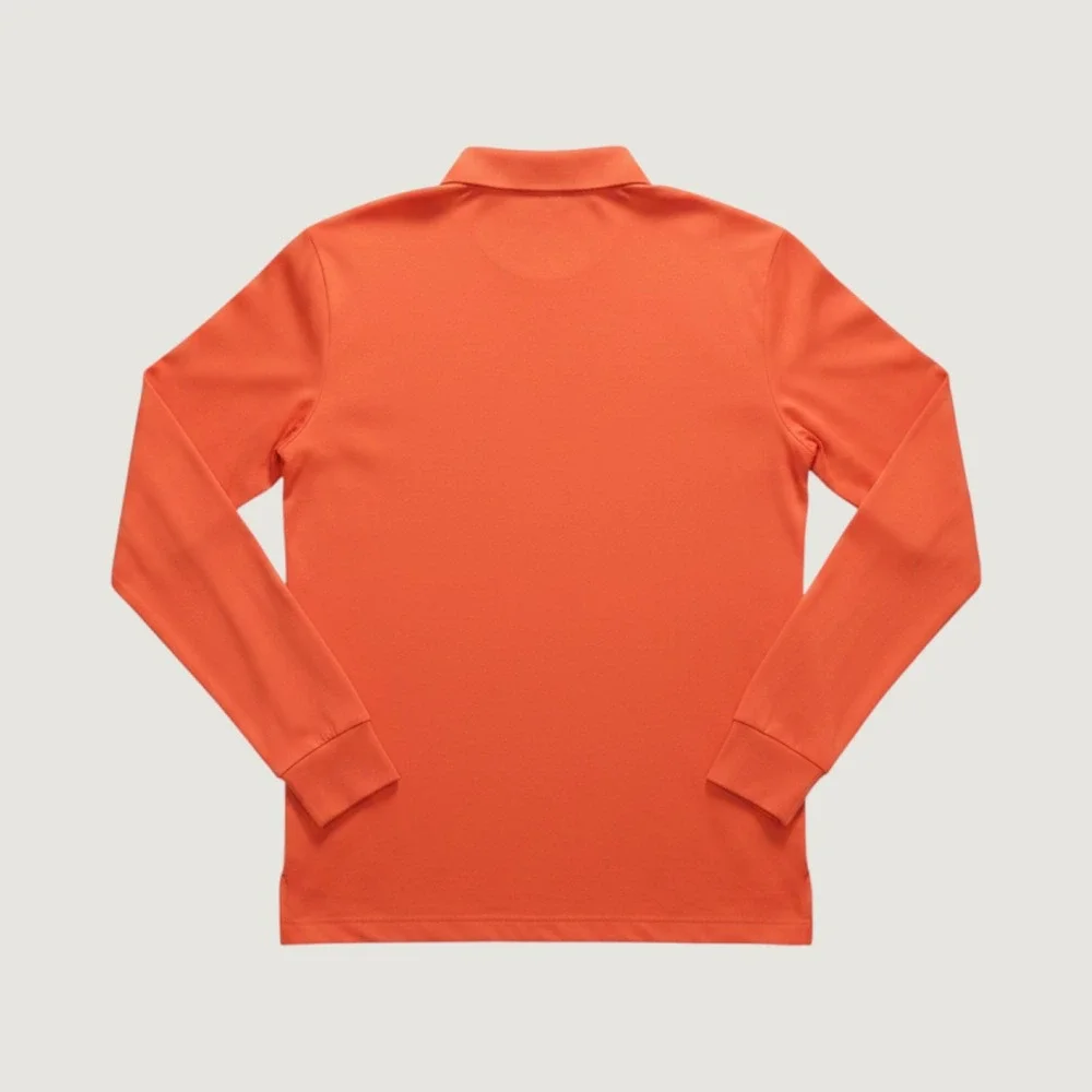 Polo Ralph Lauren Mens Orange Pima Soft Touch Long Sleeve Polo Shirt Medium